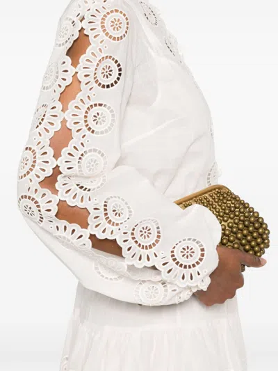 Zimmermann Lucky Embroidered Blouse In Ivory In White