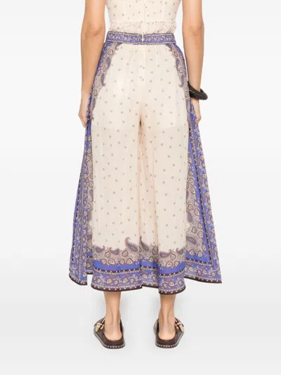 Zimmermann Maxine Paisley Crop Ramie Wide Leg Pants In Multi
