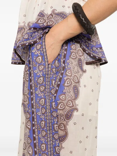 Zimmermann Maxine Paisley Crop Ramie Wide Leg Pants In Multi