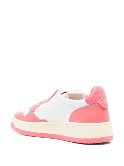 Autry 'medalist' Pink Leather And Canvas Sneakers
