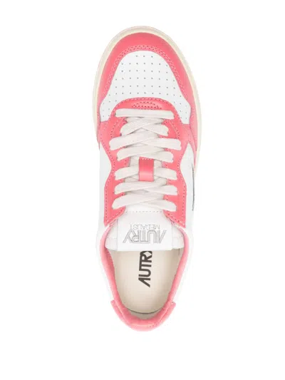 Autry 'medalist' Pink Leather And Canvas Sneakers