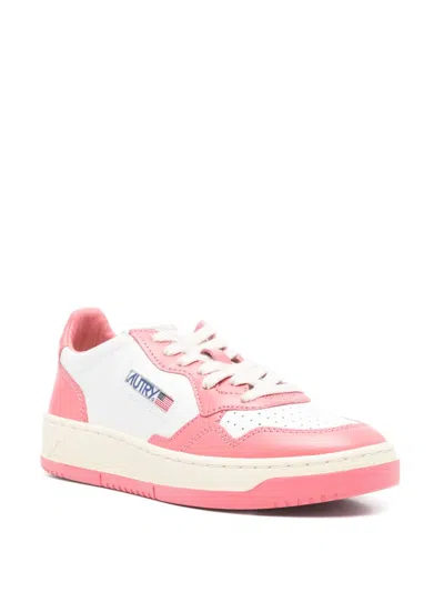 Autry 'medalist' Pink Leather And Canvas Sneakers
