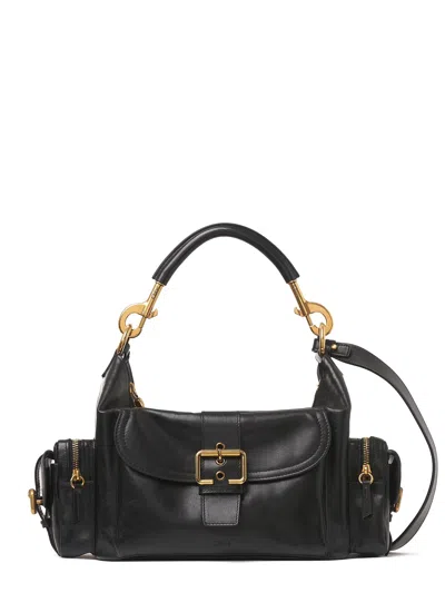 Chloé Camera Bag Medium In Natural Shiny Calfskin In Black