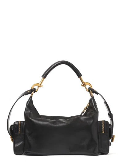 Chloé Camera Bag Medium In Natural Shiny Calfskin In Black