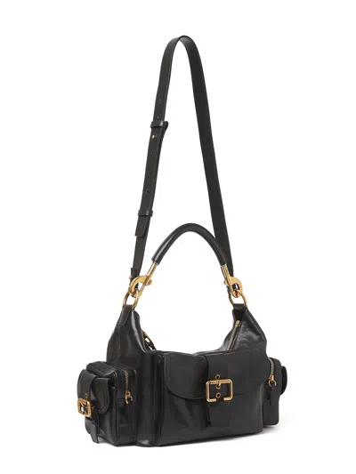 Chloé Camera Bag Medium In Natural Shiny Calfskin In Black