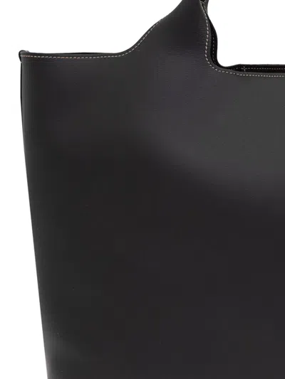 Tod's Black Tote Bag With Logo Plaque On The Front And Contrasting Stitching In Multi