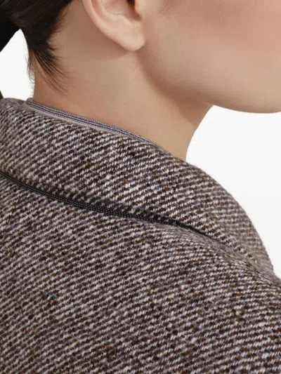 Brunello Cucinelli Virgin Wool And Silk Melange Diagonal Double-breasted Blazer In Gray