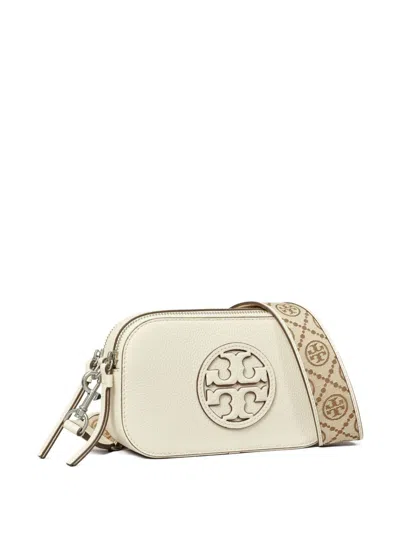 Tory Burch Miller Ivory Leather Mini Crossbody Bag In White