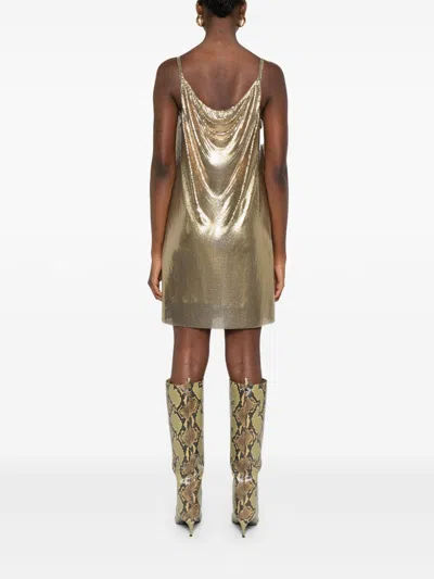 Versace Sequin Embellished Strappy Mini Dress In Gold