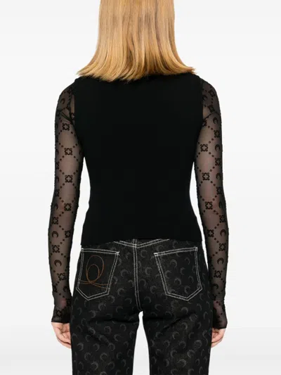 Marine Serre Moon Logo Ribbed Jersey Tank Top In Black