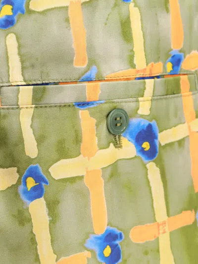 Marni Silk Saraband Shorts With Elastic Waistband In Green