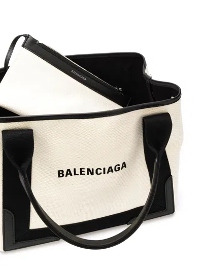 Balenciaga Woman Two-tone Canvas Small Cobas Navy Handbag
