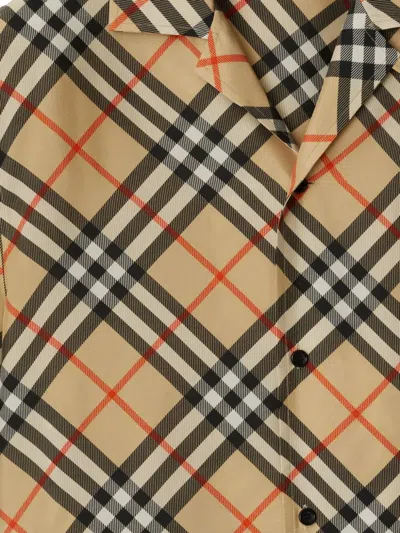 Burberry Nova Plaid Silk Cuban Collar Shirt In Neutral