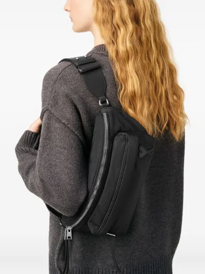 Ami Alexandre Mattiussi Shoulder Bag With Adjustable Strap And Front Pocket In Black