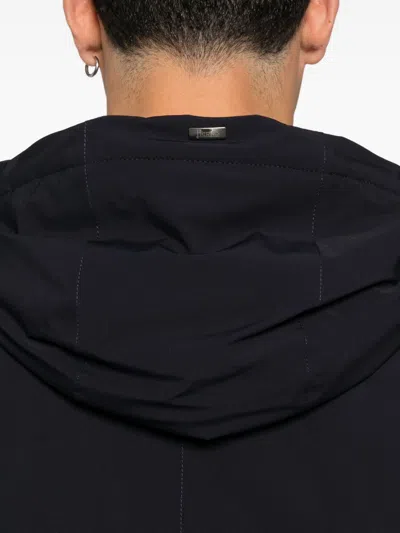 Herno Hooded Long Sleeve Jacket With Elasticated Hem In Black