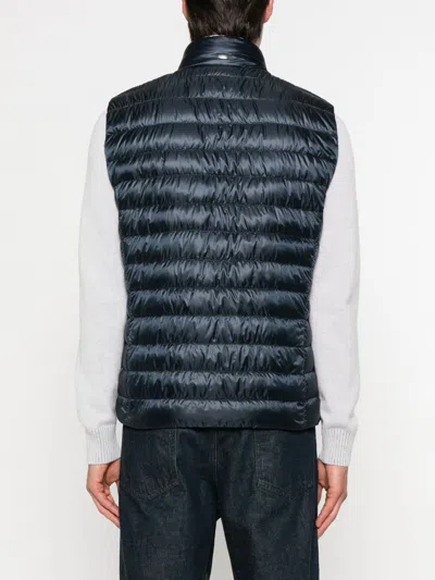 Herno Reversible Quilted Sleeveless Jacket With High Collar In Blue