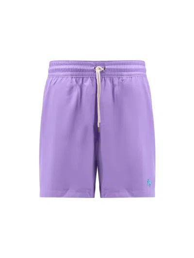 Polo Ralph Lauren Nylon Swim Trunk With Logo Embroidery In Purple