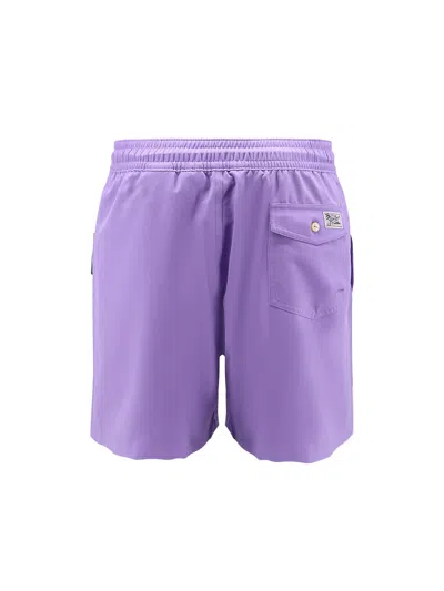 Polo Ralph Lauren Nylon Swim Trunk With Logo Embroidery In Purple
