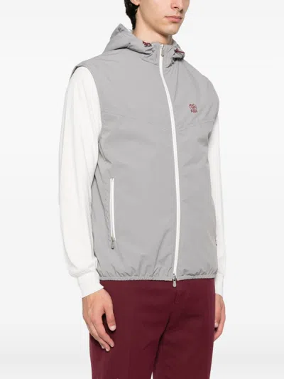 Brunello Cucinelli Men Light Grey Nylon Vest, L Luxury Jackets For Men Darveys