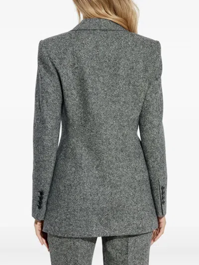 Dolce & Gabbana Tweed Jacket With Flap Pockets And Peak Lapels In Gray
