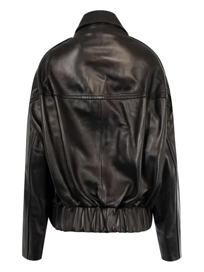 Khaite Owey Leather Jacket In Black