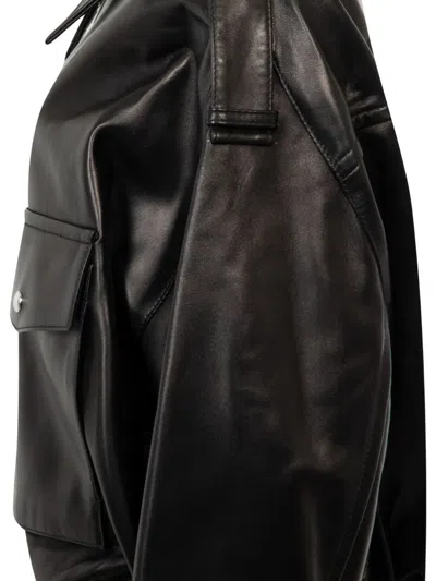 Khaite Owey Leather Jacket In Black