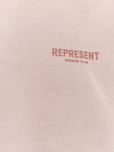 Represent Beige Oversized Hoodie With Snap-button Hood And Logo In Pink