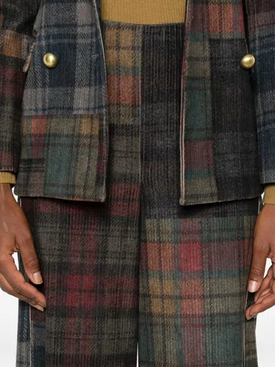 Bye Patchwork Design Trousers In Brown