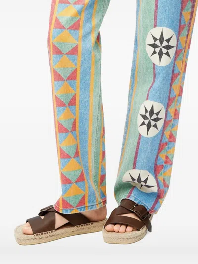 Loewe Petal Leather Crisscross Buckle Espadrille Sandals In Brown