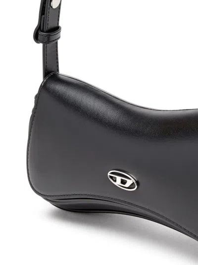 Diesel Curved Silhouette Clutch With Adjustable Strap In Black