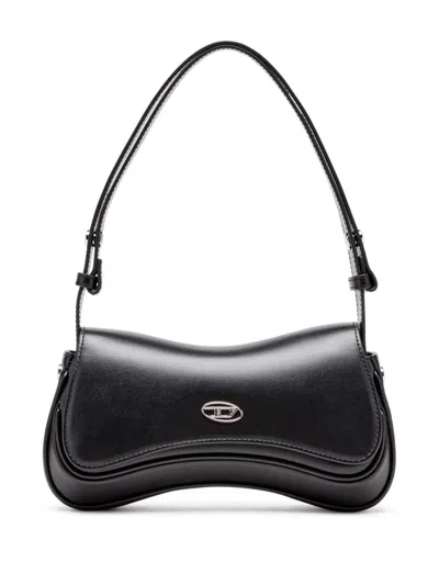 Diesel Curved Silhouette Clutch With Adjustable Strap In Black