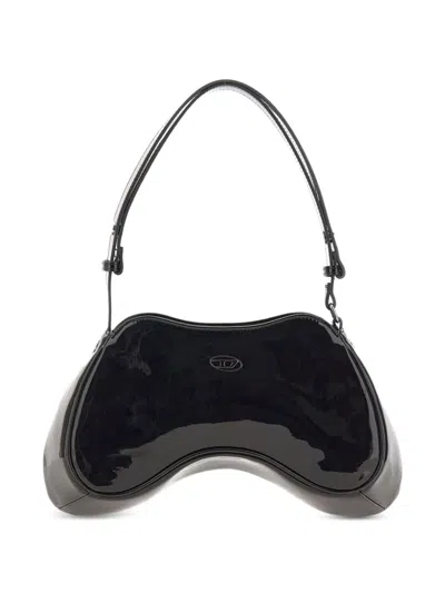 Diesel Play-glossy Shoulder Bag In Black
