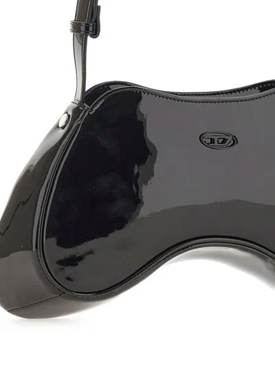 Diesel Play-glossy Shoulder Bag In Black