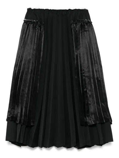 Comme Des Garçons Comme Des Garcons Pleated Midi Skirt In Black