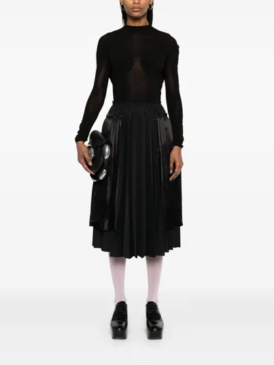 Comme Des Garçons Comme Des Garcons Pleated Midi Skirt In Black