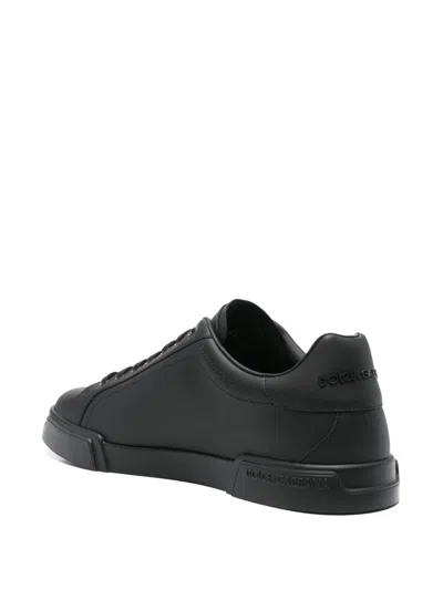 Dolce & Gabbana Leather Sneakers In Black