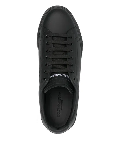 Dolce & Gabbana Leather Sneakers In Black