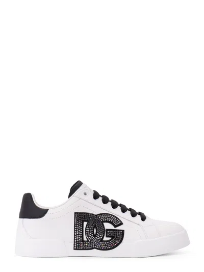 Dolce & Gabbana Calfskin Portofino Light Strobel Sneakers In White