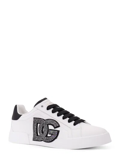 Dolce & Gabbana Calfskin Portofino Light Strobel Sneakers In White