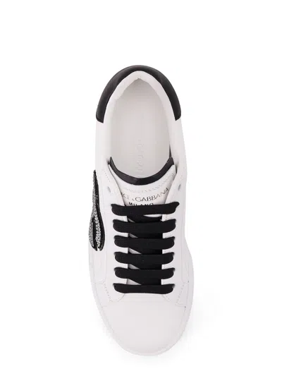 Dolce & Gabbana Calfskin Portofino Light Strobel Sneakers In White
