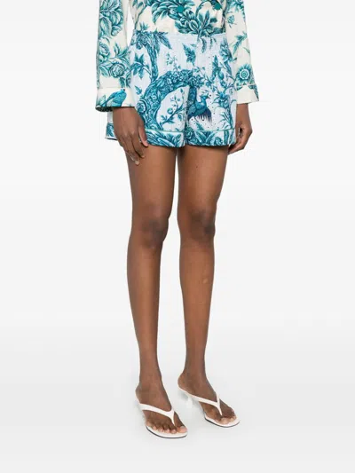 F.r.s . Printed Cotton Shorts In Blue