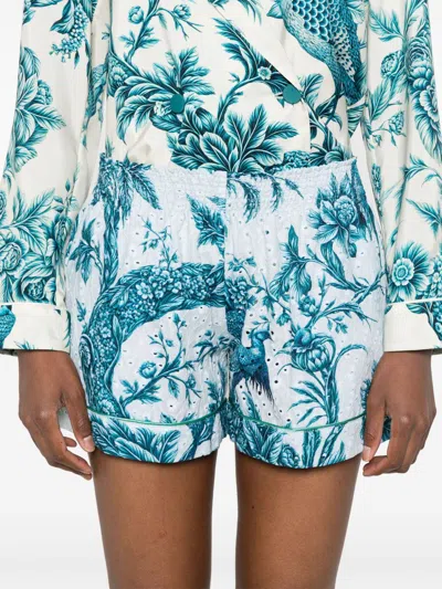 F.r.s . Printed Cotton Shorts In Blue