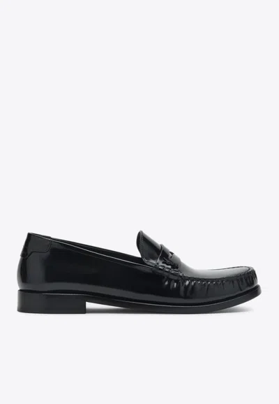 Saint Laurent Cassandre Patent Leather Loafers In Black