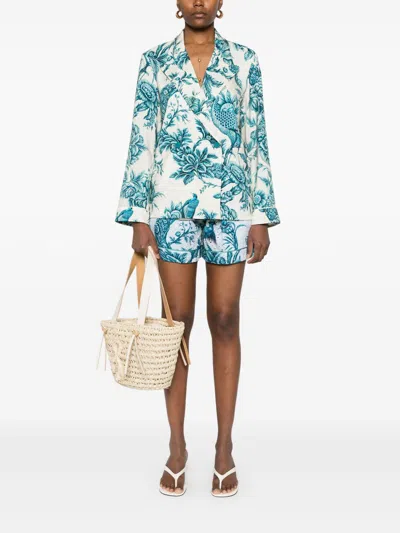 F.r.s . Printed Silk Shirt In Blue