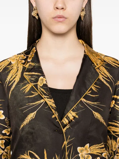 F.r.s . Printed Silk Shirt In Gold
