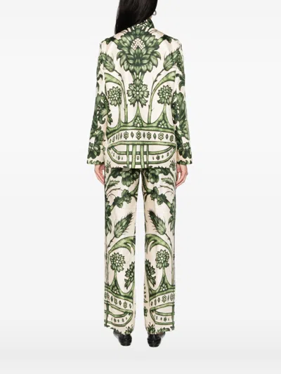 F.r.s . Printed Silk Shirt In Green