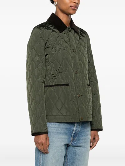 Burberry Cropped Quilted Nylon Jacket In Green