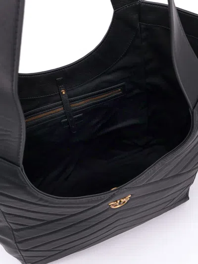 Pinko Borsa Shopping In Pelle Trapuntata Nero/oro