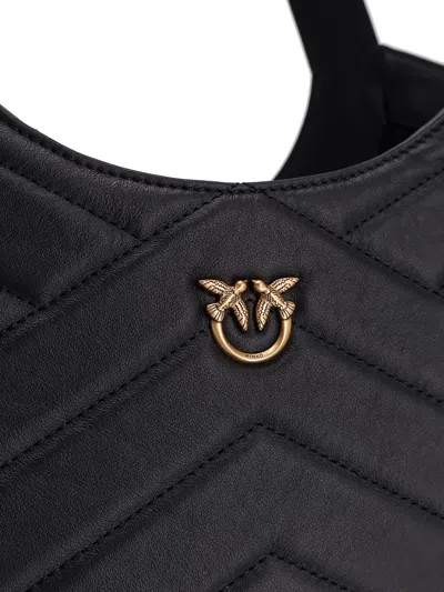 Pinko Borsa Shopping In Pelle Trapuntata Nero/oro