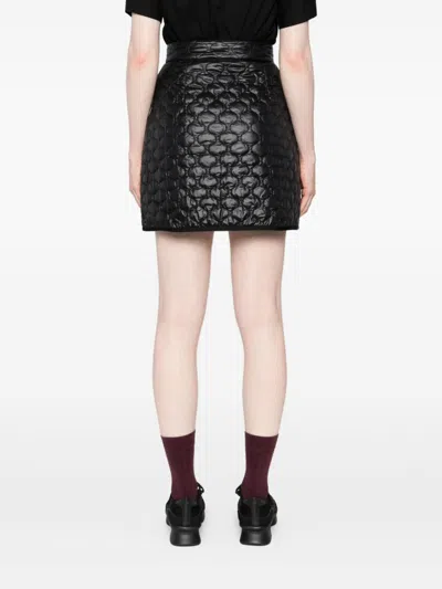 Moncler Quilted Black Skirt With Glossy Finish And Wrap Style